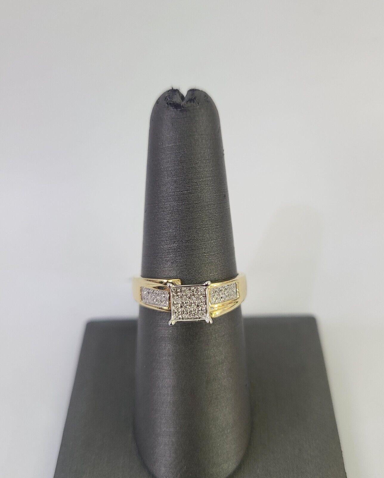 Real 10k Diamond Ladies Ring Yellow Gold Women Casual Genuine Wedding - GoldenlinQ